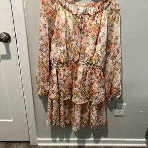 LC Lauren Conrad Multicolor Tiered Floral Mini Dress